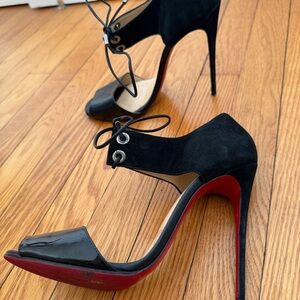Christian Louboutin Black peep toe tie Heels